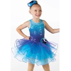 Weissman Blue Jay Blue Ombre Tutu Dance Costume SC Lyrical Ballet Jazz